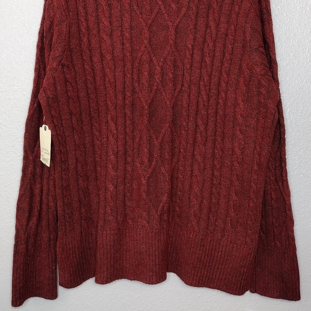 NWT St. John's Bay Rustic Brick Cable Knit Pullover Long Sleeve V-Neck Sweater - Picture 6 of 15
